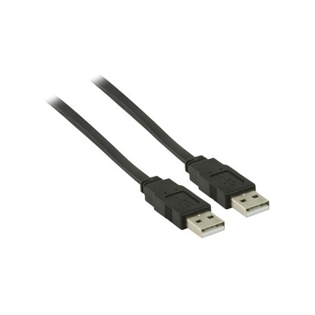 Valueline USB 2.0 USB A male - USB A male platte kabel 2,00 m zwart