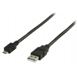 USB 2.0 Kabel A Male - Micro-B Male Rond 3.00 m Zwart