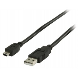 USB 2.0 Kabel A Male - Mini-B Male Rond 1.00 m Zwart