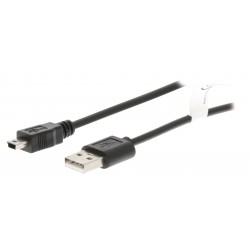 Valueline USB 2.0 Kabel A Male - Mini-B Male Rond 2.00 m Zwart