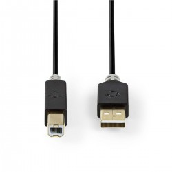 Printerkabel USB 2.0 | A male - B male | 2,0 m | Antraciet